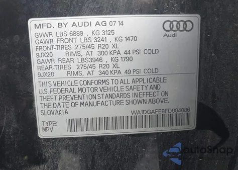 2015 Audi Q7 3.0T S Line Prestige z USA, uszkodzony, nr VIN WA1DGAFE8FD004086